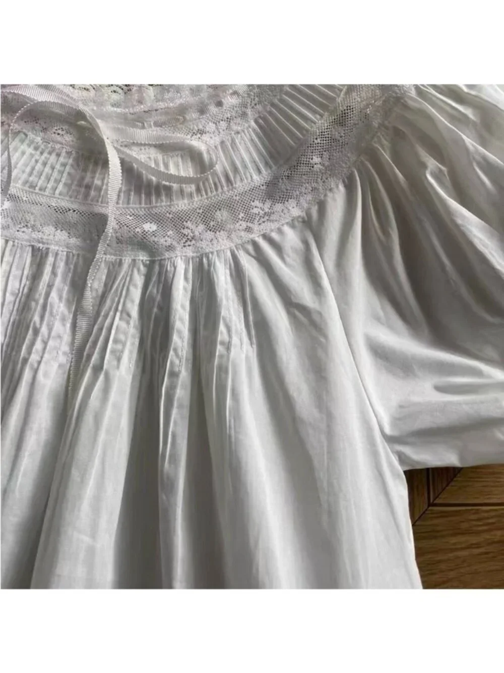 Doen Daphne lace-trimmed pintucked organic cotton-voile mini dress, M - Picture 8 of 11